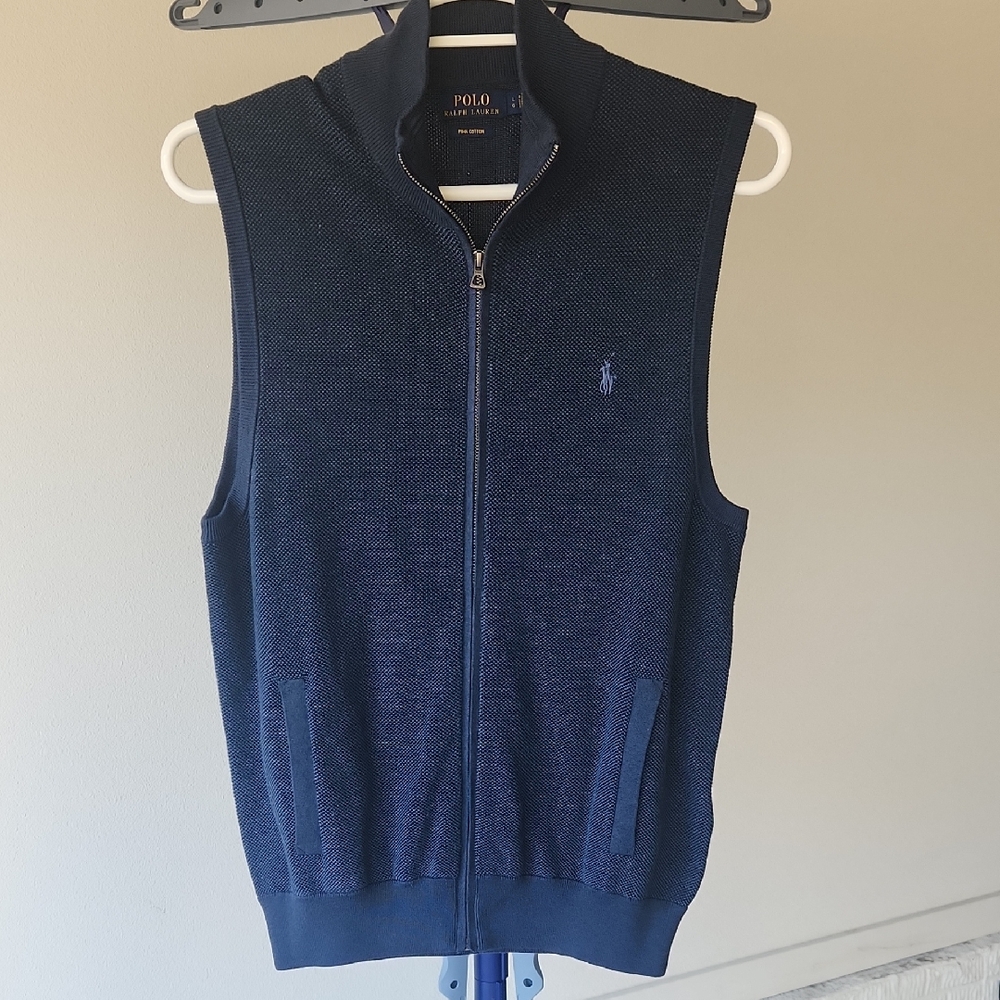 Polo by Ralph Lauren Men's Dark Blue Zip-Up Sweater Vest